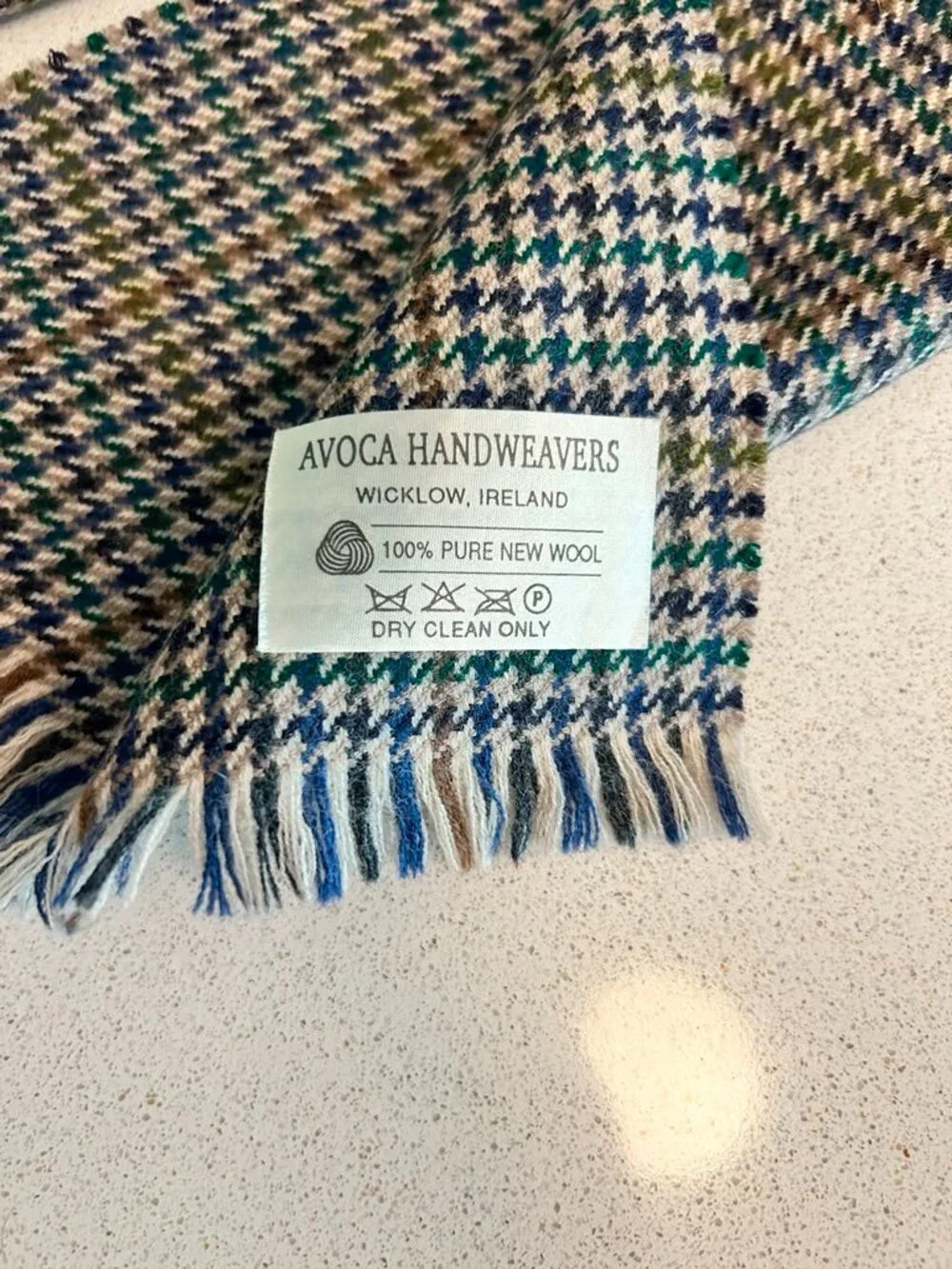 Avoca Handweavers Irish 100% Pure New Wool Houndstooth Scarf 60” x 9.5”
